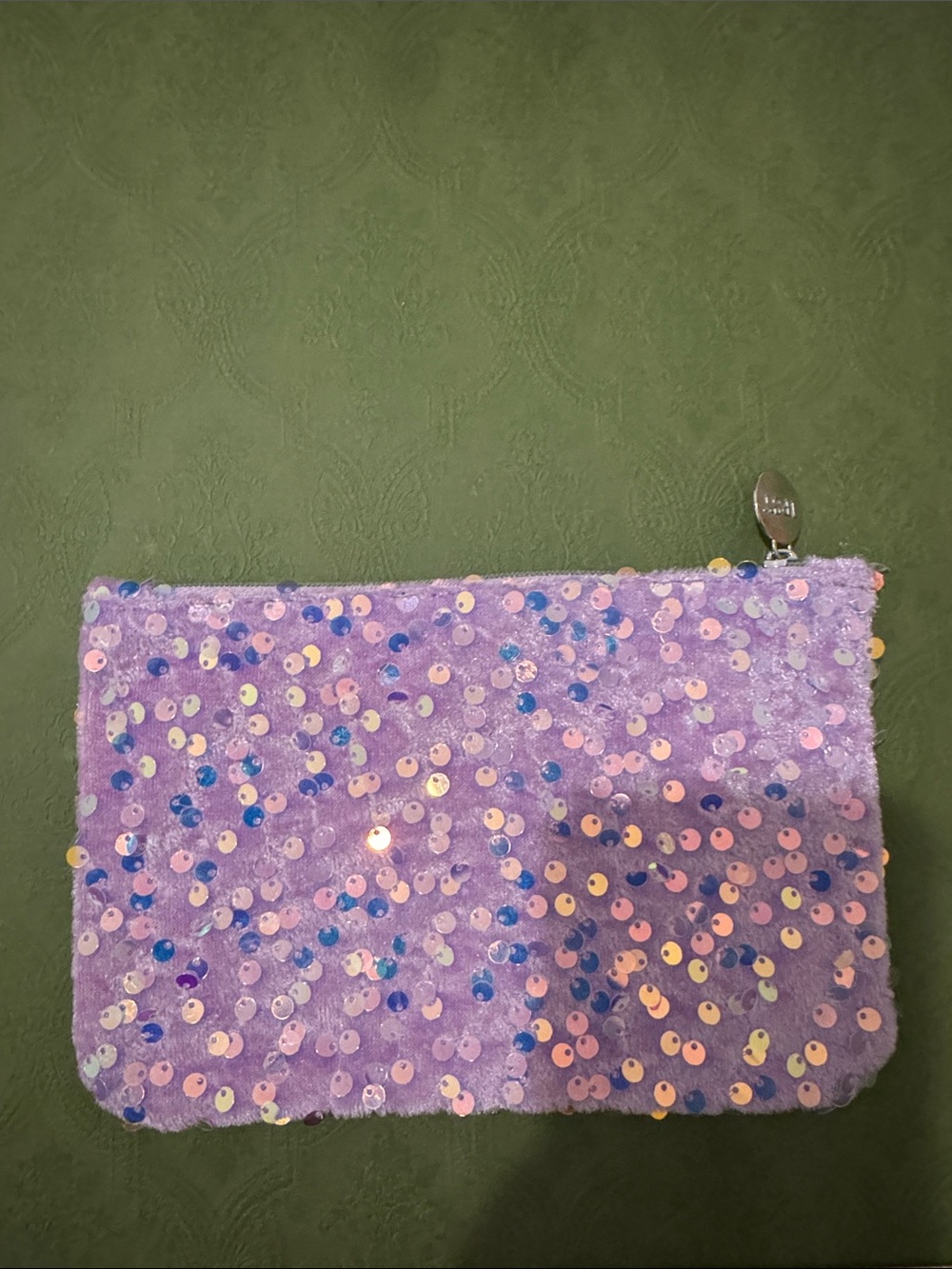 ipsy Lilac Sequin Wristlet Clutch with Iridescent Accents